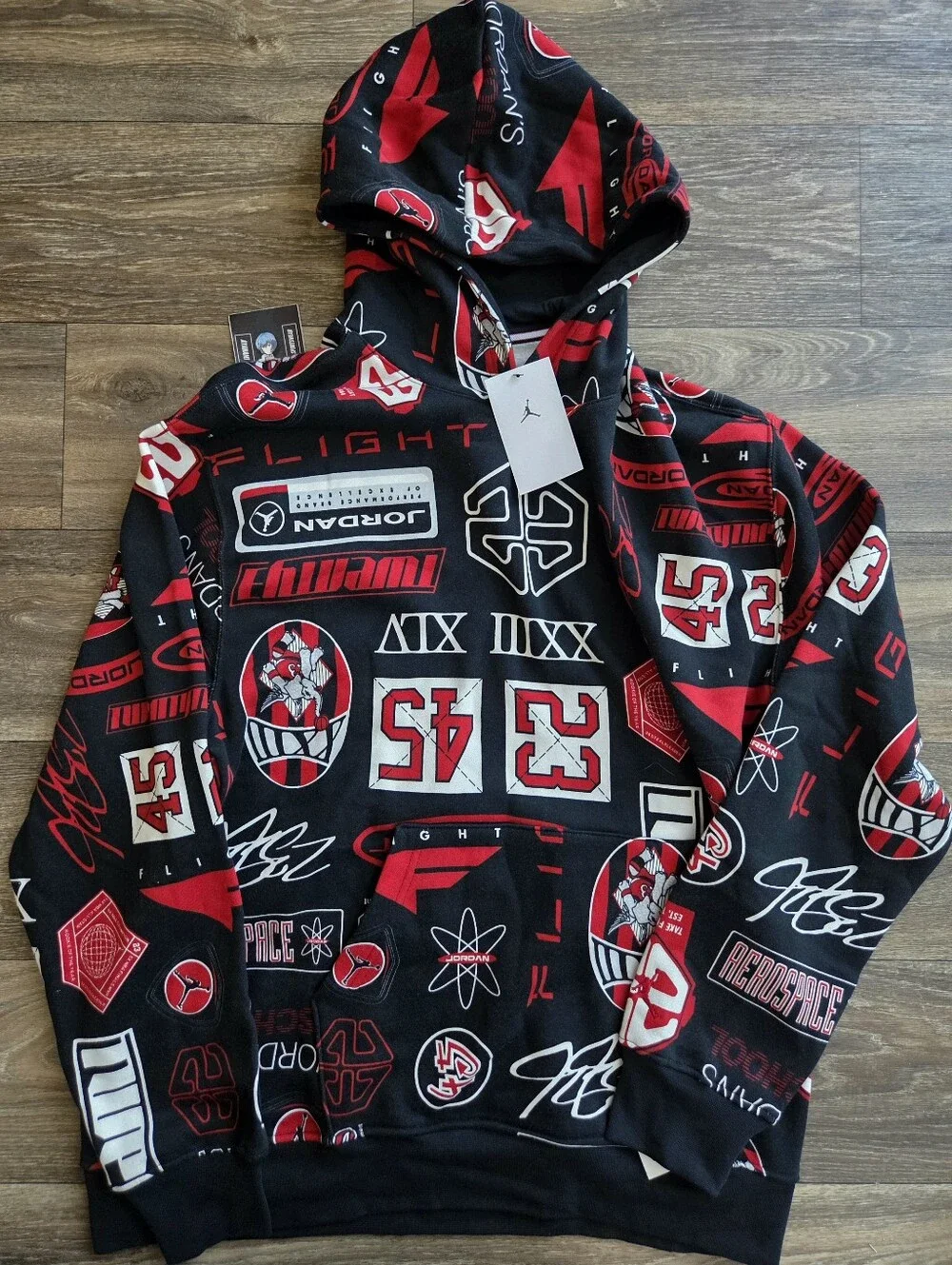 Nike Air Jordan Jumpman Essentials AOP Fleece Hoodie Mens Size Large